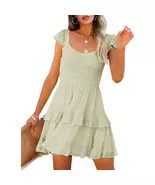 Women's Summer Ruffle Dresses Elastic Empire Waist A-line Layered Swing ... - $19.99