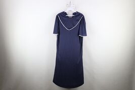 Vtg 70s Country Primitive Womens 16 Polka Dot Lace Trim Prairie Knit Dre... - $39.55