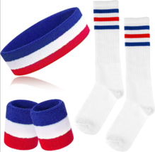 80&#39;s workout costume accessories sweat headband wristbands tube party socks - $13.00