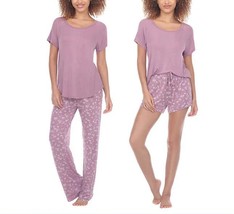 Honeydew Women&#39;s Size Medium, 3-PC Pajama Set, Purple Flowers - $19.99