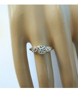 10K Diamond Antique Engagement Ring Yellow Gold White Flower Top 1.96g S... - $5,321.73 MXN