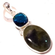 Blue Fire Labradorite Faceted Iolite Gemstone Pendant Jewelry 2.60&quot; SA 5178 - £4.00 GBP