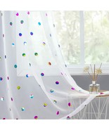 White Sheer Voile Holiday Curtains For Living Room 95 Inches Colorful Po... - £31.33 GBP