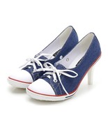 Pumps Denim High Quality Shallow Mouth Women&#39;s Shoes High Heel 8CM Canva... - $74.58