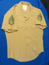 Creighton Tan Khaki Usmc Marine Corp Dress Shirt Uniform 15-15 1/2 Medium W/RANK - £17.54 GBP