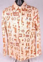 True Vintage Levi's Shirt-M-Tan-Western Cowboy Print-Long Sleeve-Big E B... - $149.99
