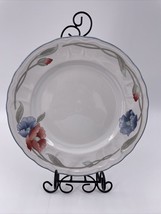 Epoch &quot;SWEET DREAMS&quot; 10 1/2 in DInner Plate Blue &amp; Red Flowers Gray Leaves Stems - £10.15 GBP