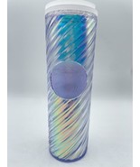 Starbucks Silver Iridescent Swirl 16 Oz Travel Mug Tumbler 2022 Bs241 - £18.99 GBP