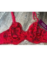 Adored By Adore Me ~ Women&#39;s Chelsey Unlined Underwire Bra Lace Red ~ 36B - $24.64 CAD