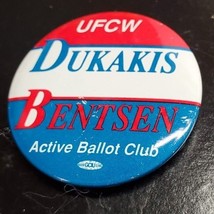 UFCW Dukakis Bentsen Active Ballot Club - Michael Dukakis Campaign Button - £6.58 GBP