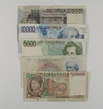 Italia 5-Notes Moneda Juego 1,000A 10,000 Lira - £43.35 GBP
