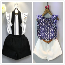 2pcs Kids Baby Girls Sleeveless Blouse+Shorts Summer Girls Fashion Cloth... - £9.42 GBP