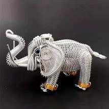 Metal elephant statue, Wire art sculpture decor, White elephant figurine - £78.66 GBP