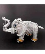 Metal elephant statue, Wire art sculpture decor, White elephant figurine - $136.77 CAD