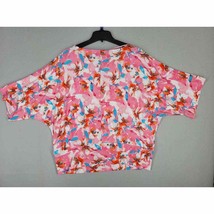 JM Collection Blouse Women&#39;s XL Island Breeze Pattern Dolman Pink Cutout Sleeve - £15.00 GBP