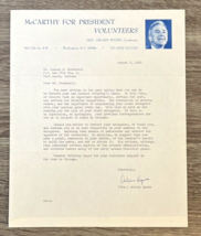 1968 Signed Letter Arleen Hynes Volunteer Coord Eugene McCarthy Campaign No COA - £7.96 GBP