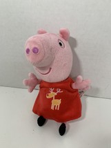 Peppa Pig small 8” plush Christmas reindeer red dress Jazwares stuffed a... - £4.67 GBP