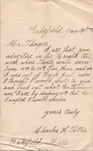 Handwritten Letter Signed Charles H Potter Wakefield 1885 MA Papers Ephemera - £29.67 GBP