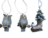 Silver Tree Mini Bird Themed Christmas Ornaments Set of 3  Gray 2 to 3 in - £15.46 GBP