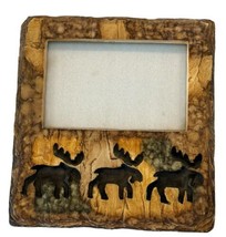Vintage Resin Moose 4x6 Photo Frame Relief Picture Layered Rock Rustic N... - $13.10