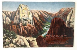 Zion National Park Utah LH Dude Larsen Painting Linen PC Unposted - $5.00