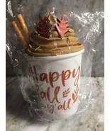 Fall Deco Mini Pumpkin Spice Latte Cup 6 Inches Tall - £10.06 GBP