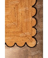 Scalloped Jute Rug, Scallop pattern Rug, Natural Jute Rug, Handbraided R... - $144.68 CAD