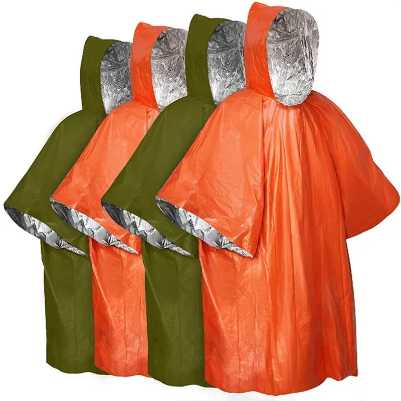 Emergency Waterproof Raincoat Aluminum Film Disposable Poncho Warm Thermal - £8.39 GBP