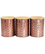 MegaChef 3 Piece Golden Kitchen Canister Set with Bamboo Lids in Rose Gold - $74.28 CAD