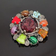 Vintage Miracle Celtic Scottish Brooch Multi Gem Stones Scarf Shawl Pin - £29.13 GBP