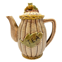 Tilso Japan Teapot with Wicker Design Tea Leaf and Fruit on Lid #53/110 Vintage - £18.64 GBP