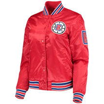 NBA Los Angeles Clippers Vinatge80&#39;s Red Satin Letterman Baseball Varsity Jacket - £85.23 GBP