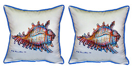 Pair of Betsy Drake Conch Large Pillows 18 Inchx18 Inch - £70.08 GBP