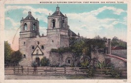 Mission De La Purisima Conception Acuna San Antonio Texas TX 1930 Postcard D37 - £2.38 GBP
