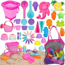 Collapsible Beach Sand Toys For Kids 3-10, 41 Pcs Travel Beach Toys For Toddlers - £36.46 GBP