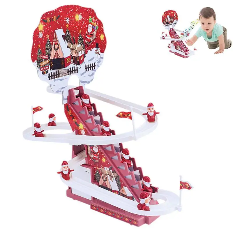 Santa Claus Automatic Climbing Stairs Toy Playful Roller Coaster Santa Race - £23.66 GBP+