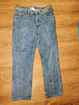 Vtg Guess Blue Jeans X Georges Marciano USA Sz 36x29 Brown Triangle Leat... - $47.50