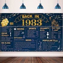 40Th Birthday Blue Gold Party Decoration, Blue Back In 1983 Banner 40 Year Old B - £18.86 GBP