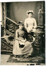 Tintype of Two Ladies all Dressed Up - 1800s Small size 2 x 3 inch - £9.53 GBP