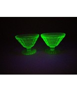 Vintage ANCHOR HOCKING Block Optic Uranium Glass Sherbets Set Of 2 - €9,34 EUR