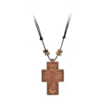 1 3/4&quot; Greek Orthodox Mount Athos Adjustable Cord Engraved Wooden Pendan... - $9.49