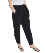 BAR III Tie-Front Tapered Pants w/ Pockets Cotton Size L Black - £23.52 GBP
