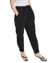 BAR III Tie-Front Tapered Pants w/ Pockets Cotton Size L Black - £23.29 GBP