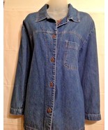 Studio Ease Women&#39;s 14W Blue Denim Button Front Shirt Long Sleeves 100% ... - £8.55 GBP