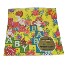 VINTAGE 1970&#39;s GREETINGS INC GIFT WRAP WRAPPING PAPER KIDS ON BABY BLOCK... - $442.69 MXN