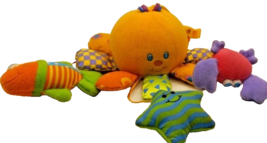 KIDS II Yellow Octopus Mirror Jingle Crinkle Rattle Stroller Clip Baby Toy Y2K - $34.64