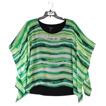 IN Studio Green Black Sheer Poncho Overlay Blouse Women&#39;s Plus Size 1X B... - $20.00
