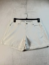 DKNY Chino Shorts Womens Sz 8 White Denim Cotton Pockets Belt Loops Button, zip - £12.27 GBP