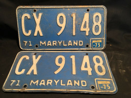 Old Vtg Antique Collectible 1971-75 (CX 9148) Maryland License Set Plates - £23.73 GBP
