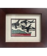 John Sollid Framed Woodblock Print &quot;3 Dolphins&quot; Hand Signed and Numbered - $249.00